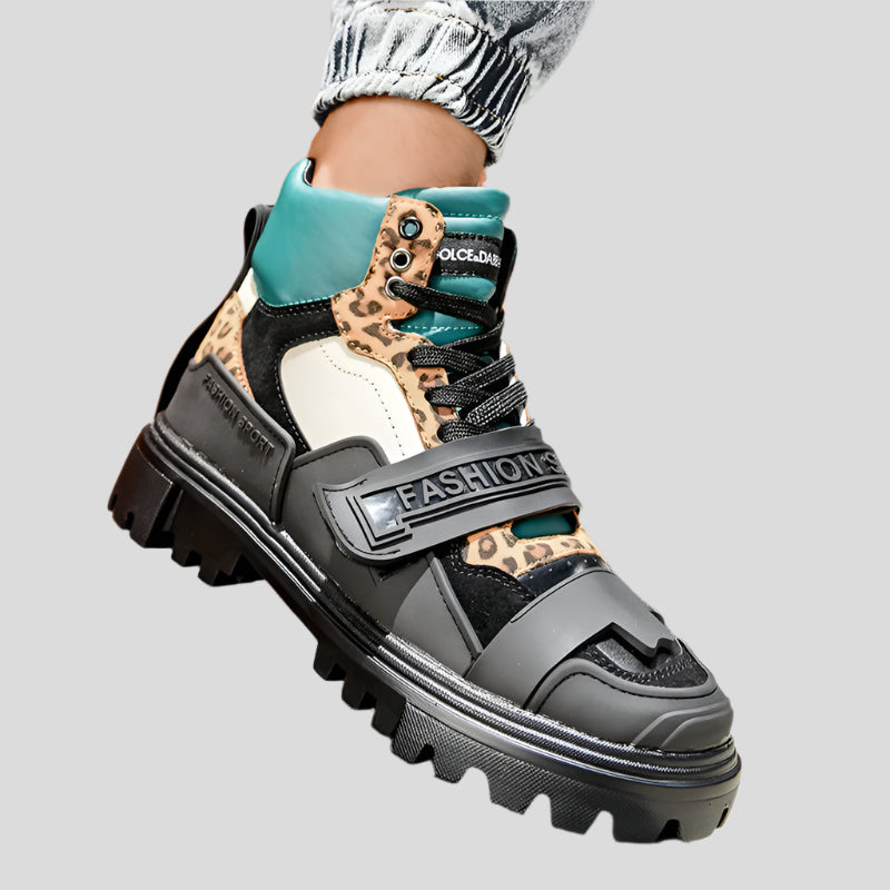 Celonox Leopard-Accent Tactical High-Top Boots